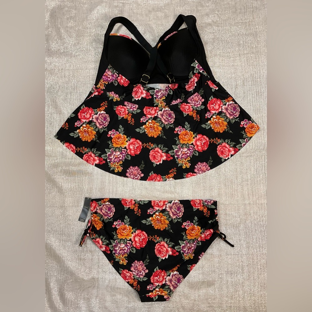 NWT Terra & Sky Floral Mid-Rise Tummy-Control Bikini Size 2X (20W-22W) - Picture 2 of 11